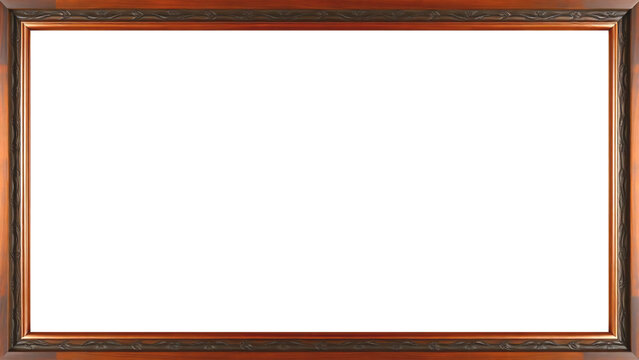 Mahogany wood frame with premium texture, minimalist for summer design and lifestyle, transparent PNG background, versatile and elegant for Photo Framing and Vacation Signage.