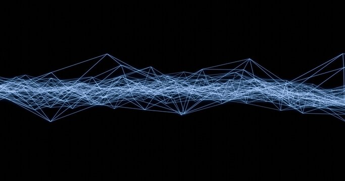 Abstract blue glowing wave. Cyber digital stylized line art background. 3D rendering.