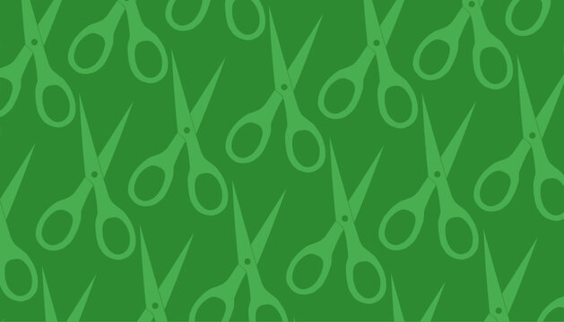 Scissors Seamless Pattern. Sewing Tool Repeat Background. Minimal Hand Drawn Vector Style.	