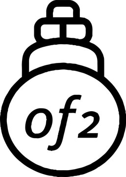 Chemical formula of2 inside a minimalist lightbulb icon