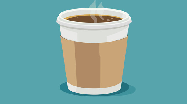 Illustration of a disposable coffee cup with black coffee on a blue background