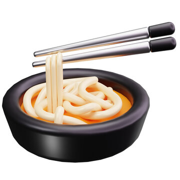 Asian Noodle Soup Bowl 3D Illustrations