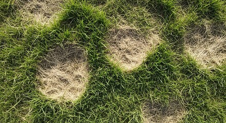 Dead circular patches of grass in a lawn affected by fungal disease © Creative AA