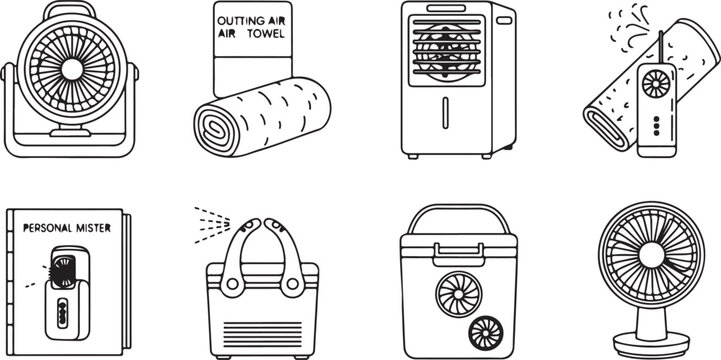 Line art icons of different types of old clocks and watches vintage style Vector