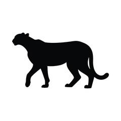 Fototapeta premium cougar silhouette on a white background black feline shape