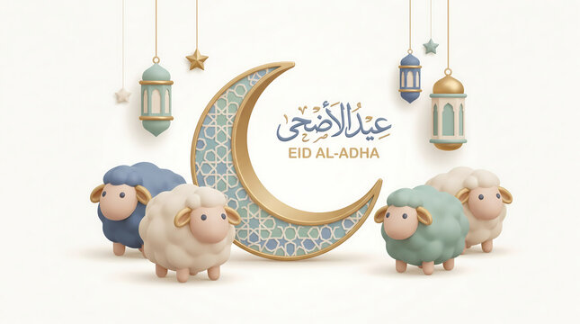 Premium 3D Isometric Sacrifice Sheep near Mosque Dome