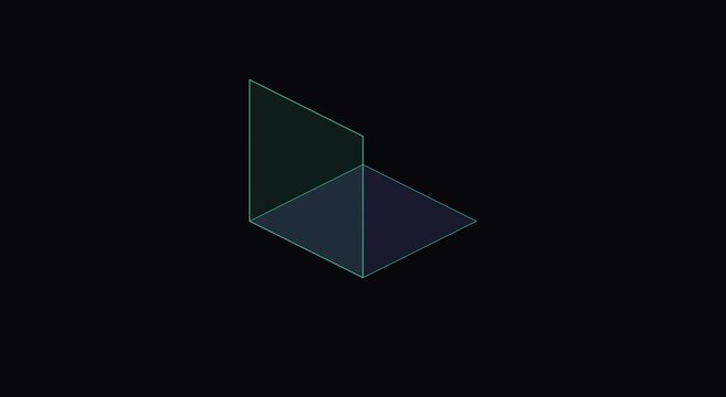 Abstract geometric isometric motion background, with glowing neon animation