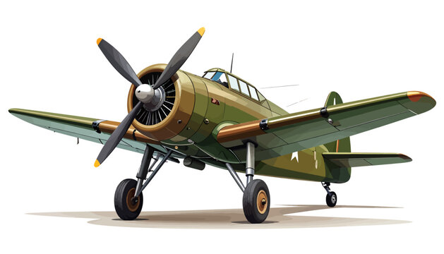 Vintage military aircraft with propeller and camouflage.