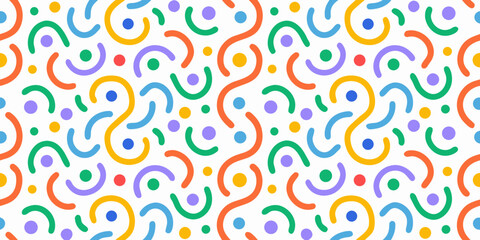 Fototapeta premium Colorful abstract squiggly lines seamless pattern on a white background high quality professional detailed modern