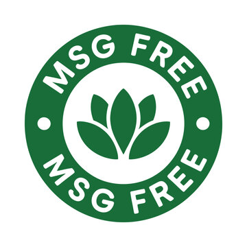 msg free label with leaves circular green badge isolated on white background