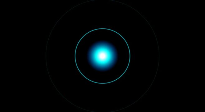 Abstract glowing blue light orb pulsing with concentric circle animation