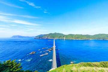 初夏の鳥ノ巣山展望所から見た甑󠄀大橋　鹿児島県薩摩川内市 © M・H