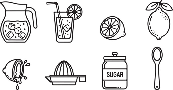 Black and white line art illustrations of common objects and icons Vector
