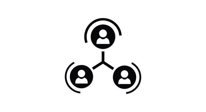 A graphic representation of a network structure connecting three individuals in a team