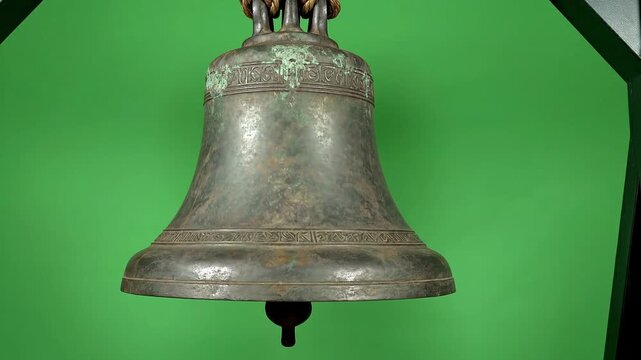 Vintage bronze bell, antique metal bell, old copper bell, green patina bell ai 4k Video