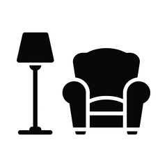 Fototapeta premium Floor lamp and armchair silhouettes on a white background