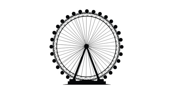 Ferris wheel silhouette against a white background high quality professional detailed modern elegant