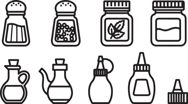 Vector icons set of water bottles with different caps and labels Vector