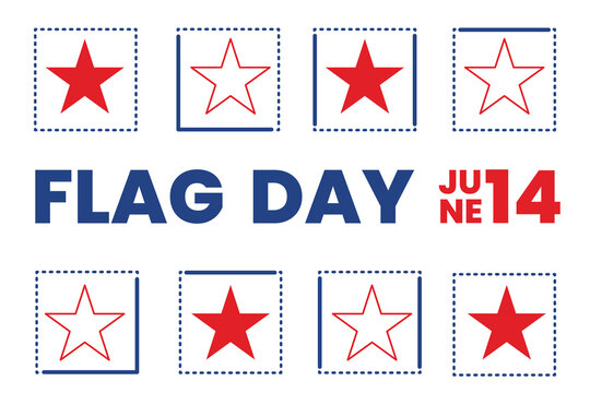 Modern Flag Day layout with patriotic star accents and clean typography, ideal for banners and social media promotions.