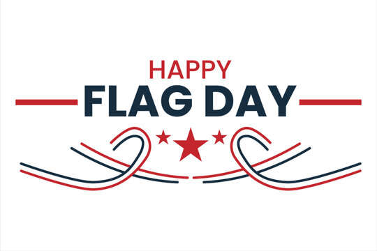Elegant Flag Day banner with ribbon and patriotic typography for national celebration and promotional graphics.