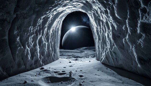 Lunar Cave Entrance - A Glimpse into the Moons Interior.