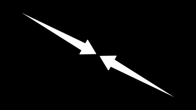 Two Arrows Extending from Top Left and Bottom Right Corners Toward Center with Alpha Channel