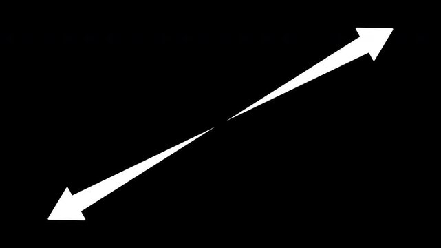 Two Arrows Extending from Center Toward Top Right and Bottom Left Corners with Alpha Channel
