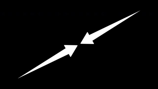 Two Arrows Extending from Top Right and Bottom Left Corners Toward Center with Alpha Channel