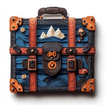 Paper Art depiction of a travel suitcase isolated on a white background.