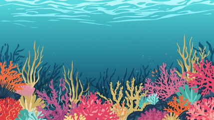 Vector illustration of a vibrant marine coral reef ecosystem underwater © Pemuda