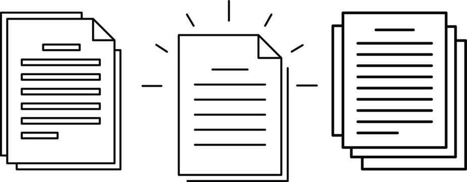 Black and white line of document transformation and duplication process paper line black and white