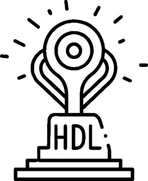 Health trophy icon with HDL high density lipoprotein text