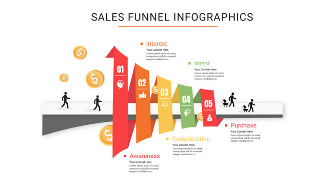 Business sales funnel vector infographics