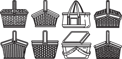 Set of eight vintage metal ladders icons illustration vector Vector © Nur