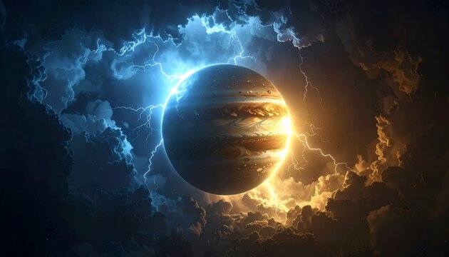 Jupiters Majestic Glow - A Celestial Dance of Light and Atmosphere.
