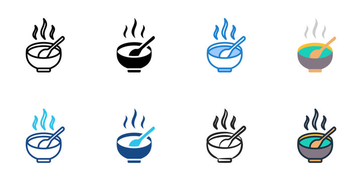 Soup icons set multiple style collection. Editable stroke 
