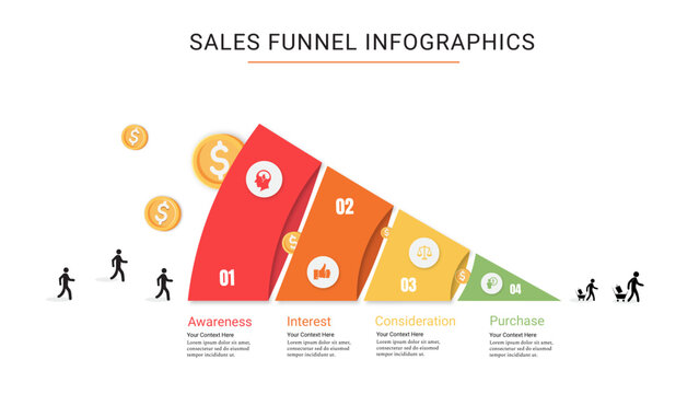 Business sales funnel vector infographics