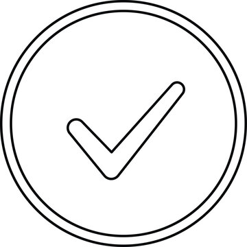 Black and white circular checkmark with double outline border tick circle symbol