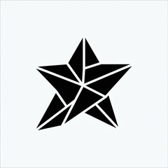 Fototapeta premium Modern geometric black star icon crafted with segmented facets, symbolizing excellence, achievement, premium quality, success, and decorative design element for various digital and print applications