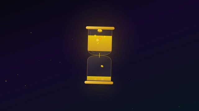 Digital illustration of an elegant golden hourglass, sand steadily marking the precious and fleeting moments of existence