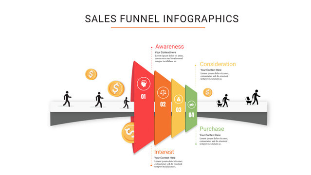Business sales funnel vector infographics