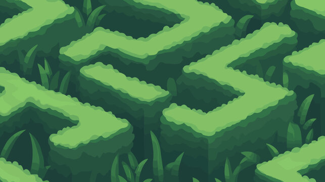 Digital pixel art of lush greenery with varying shades of green