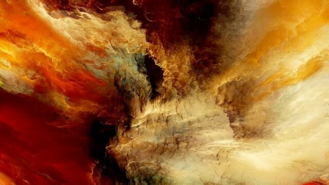 Stunning abstract animation of swirling warm clouds in shades of gold, orange, and deep red. A fluid, cinematic motion background perfect for artistic projects, dream sequences, or elegant visuals.