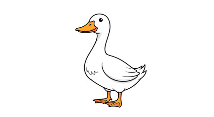 Fototapeta premium Realistic color illustration of a white duck standing and looking to the side against a clean white background for nature concepts.
