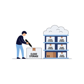Man uploading data to cloud storage.