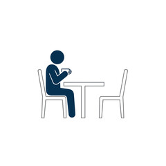 Fototapeta premium Person sitting alone at table.