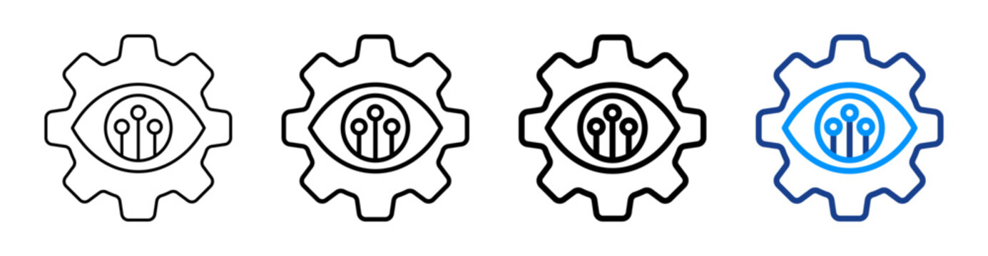 Machine Vision Icon Different Style Outline Collection Set