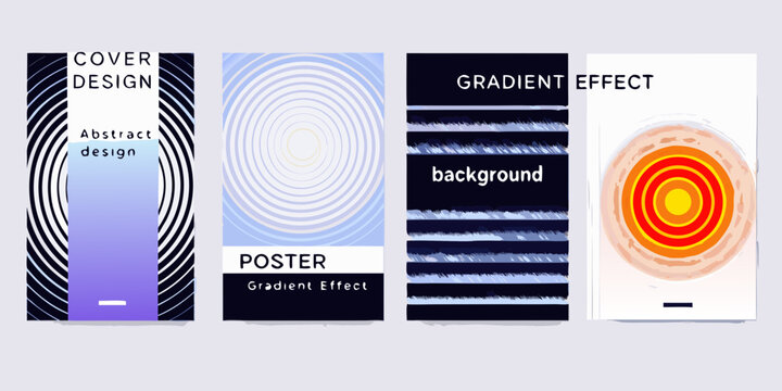 abstract geometric poster designs modern minimalist style with gradient effects and circular patterns high quality