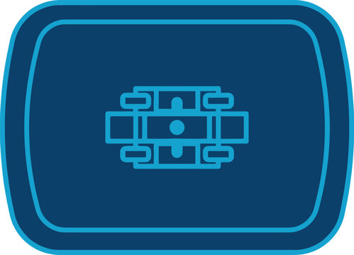 Blue Automotive Chassis Technical Line Icon Vector for Mechanical Engineering, Vehicle Manufacturing & Industrial Design Documentation (EPS)