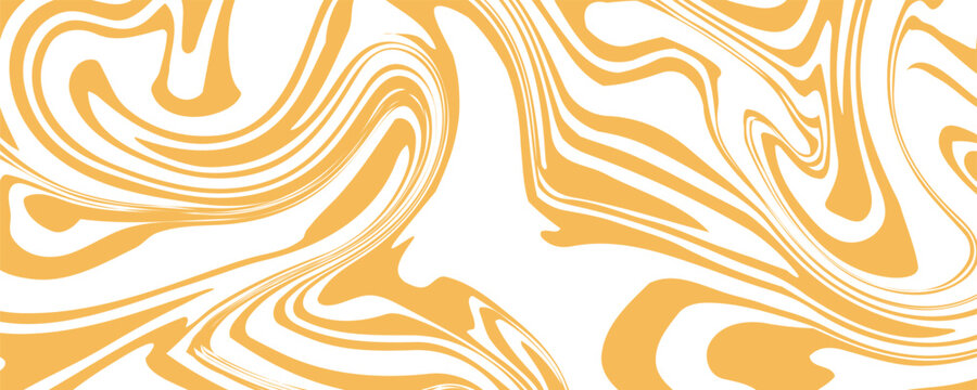 Abstract background of orange wavy lines. Trendy psychedelic retro style background. Waves, eddies and rotating patterns. Twisted distorted vector texture. Aesthetic design. for banners, wallpaper,